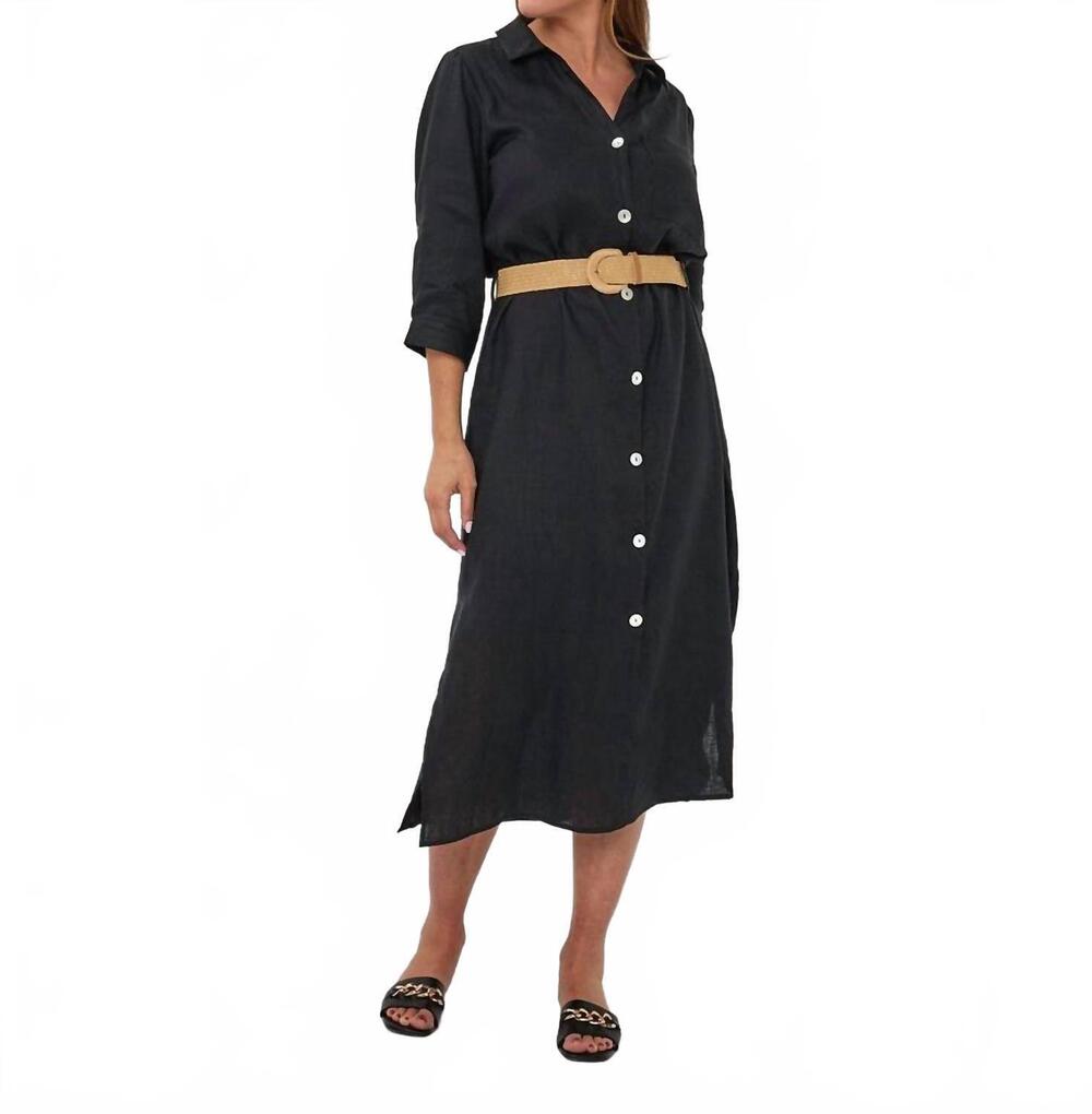 NEW ESQUALO belt linen dress in black